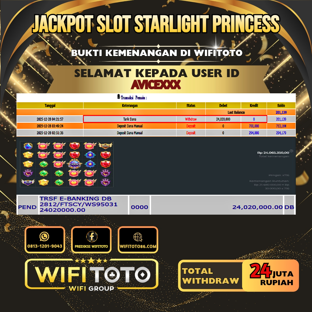 WIFITOTO JACKPOT SLOT STARLIGHT PRINCESS RP.24.000.000.,-LUNAS USER ID : AVICE***	